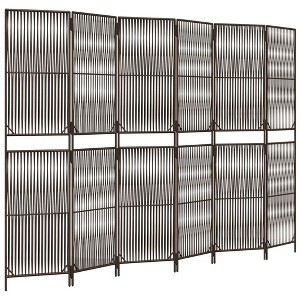 ** vidaXL Room Divider 6 Panels - Brown Poly Rattan Privacy Screen - Indoor/Outdoor Use - 115.7" W x 78.7" H - 1 of 4