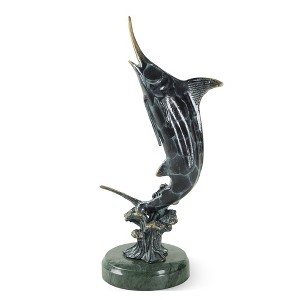 SPI Home Metal Hunting Marlin Figurine – 10.5" Ocean Predator Sculpture, Nautical Decor Accent - 1 of 4