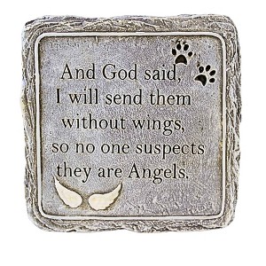 Roman 4.5 Inch Pet Plaque Paw Prints Heart Wings Animal Statues - 1 of 3