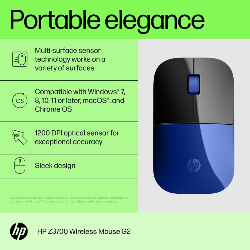HP Inc. Z3700 Dragonfly Blue Wireless Mouse G2, 5 of 9