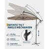 10 FT Hanging Cantilever Umbrella with 360 Degree Rotation, 8 Ribs Offset Patio Umbrella Cross Base Support Patio Umbrella with Easy Tilt Adjustment - 3 of 4