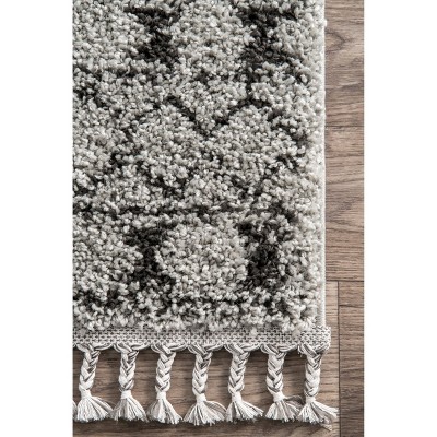 Gray Synthetic Shag Reversible Square Rug, 4' x 4'