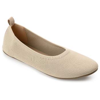 Journee Collection Womens Jersie Knit Foldable Round Toe Slip On Flats