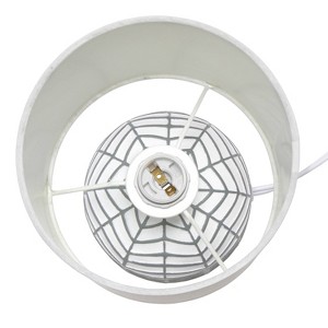 10.43" Petite Contemporary Webbed Waves Base Bedside Table Desk Lamp with White Fabric Drum Shade - Simple Designs - 1 of 4