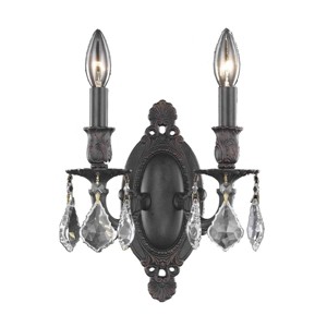 Elegant Lighting Rosalia 2 light Dark Bronze Wall Sconce Clear Royal Cut Crystal - 1 of 2