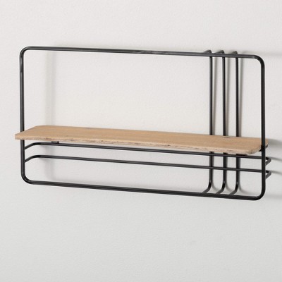 6.25 x 23.5 x 13.5 Metal-Framed Wood Wall Shelf, Brown