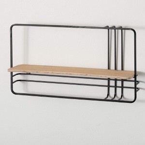 6.25 x 23.5 x 13.5 Metal-Framed Wood Wall Shelf, Brown - 1 of 4