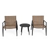 Rbied 3-Piece Wicker Outdoor Bistro Set Chat Set with Tempered Glass Side Table - 4 of 4