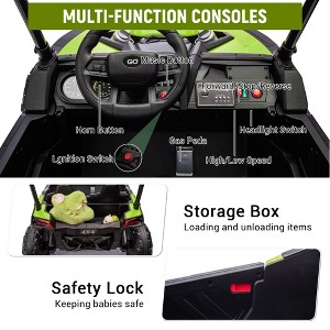 24V Kids 4WD Off-Road Electric Ride-on, 2-Seater with Tent, Shock Absorbers, 3-Speeds (4 MPH), LED Lights, Music, 110 Lbs Load Capacity - 1 of 4