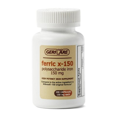 Geri Care Ferric X-150 Polysaccharide Iron Capsules, 100 Count