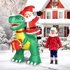 VINGLI 6ft Tall Christmas Santa Dinosaur Inflatable, Blow Up Yard Decoration with Secure Stakes Storage Bag - 3 of 4