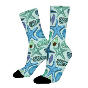 Tropical Seashells Women Printed Crew Socks Funny Funky Socks Soft Polyester Novelty Gifts for Artists Men - 1 of 1