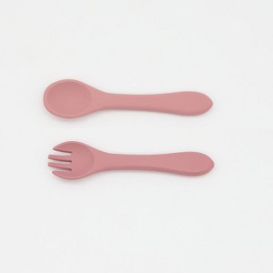 MyKids-USA Baby Food Grade Complementary Food Training Silicone Spoon Fork Sets - 1 of 4