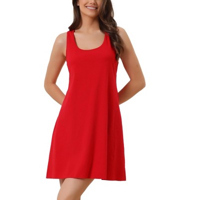 Cheibear Women's Sleeveless Pajamas Tank Dress Round Neck