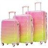 BEAFUP Set of 3  Hardshell Luggage Gradient Expandable Suitcase with Spinner Wheels and TSA Lock Lightweight 20" 24" 28" Available,Pink+Green - 2 of 4