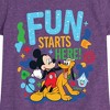 Girls' - Disney - Fun Starts Here Mickey Pluto Fitted Short Sleeve Graphic T-Shirt - 2 of 4