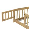 Sapphtopaz Kids Bed Frame, Rubber Wood Floor Bed with Safety Guardrails for Toddlers & Kids' Bedrooms (Twin/Full Size) - 2 of 4
