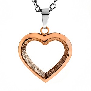 West Coast Jewelry Women's Open Heart Rose Gold Plated Stainless Steel Necklace - 19" - 1 of 3