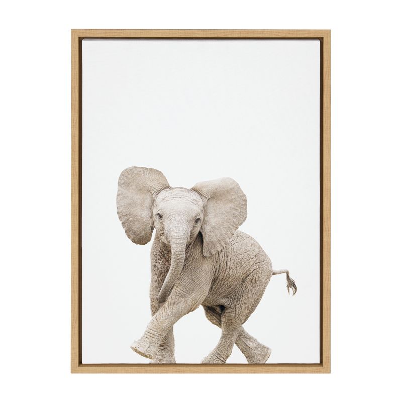 18&#34; x 24&#34; Sylvie Baby Elephant Walk Framed Canvas by Amy Peterson Natural - Kate &#38; Laurel All Things Decor, 3 of 8