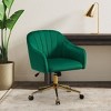 WestinTrends Phoebe Upholstered Velvet Swivel Vanity Office Chair With Wheels - 2 of 4
