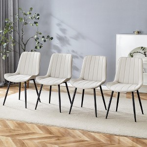 Set of 4 Upholstered Dining Chairs Metal Kitchen Chairs Dining Room Chairs with Ergonomic Design, Black/Dark Gray+White/Gray-ModernLuxe - 1 of 4