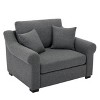 Polibi Oversized Chenille Armchair with Wide Curved Armrests - 2 of 4
