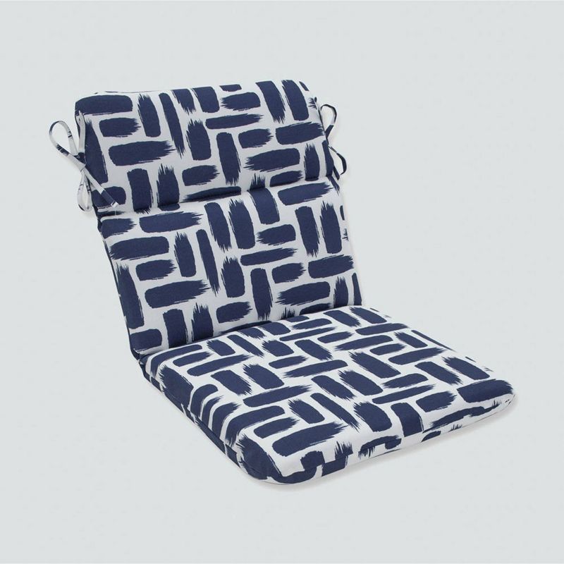 Baja Nautical Rounded Corners Outdoor Chair Cushion Blue - Pillow Perfect, 1 of 6