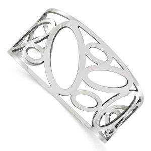 Black Bow Jewelry 36mm Stainless Steel Polished Ovals Tapered Cuff Bracelet - 1 of 4