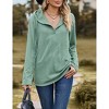 Women Casual Hoodie Long Sleeves Fashion Pullover Shirt Loose Fit V Neck Drawstring Tunic Winter Tops Comfy Shirts - 4 of 4