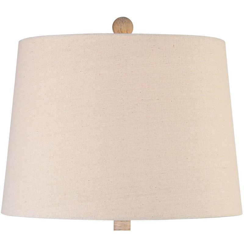 John Timberland Southwest Rustic Table Lamp 27" Tall Faux Light Wood Oatmeal Fabric Drum Shade for Living Room Bedroom Bedside Nightstand, 3 of 10