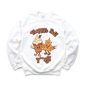 Simply Sage Market Women's Graphic Sweatshirt Retro Happy Fall Y'all Leaf - 1 of 4