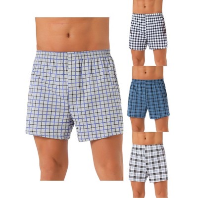 INSPIRE CHIC Men's 4 Pack Classic Plaid Pattern Boxer Shorts Underwear
