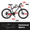 YONWAY 24 Inch Mountain Bike, 21 Speeds Mountain Bicycle with High Carbon Steel Frame, Dual Disc Brakes and Front Suspension for Adult & Teenagers - 3 of 4