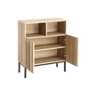 Oak Finish Wave Stripe Sideboard, Double Door Storage Cabinet with Wavy Design, Wood Texture Buffet Console for Living Room, Entryway - 4 of 4