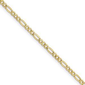 Black Bow Jewelry 2.5mm 10k Yellow Gold Hollow Figaro Chain Necklace - 1 of 4