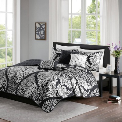 Madison Park 6pc King/california King Adela Printed Duvet Cover Bedding Set  Slate : Target