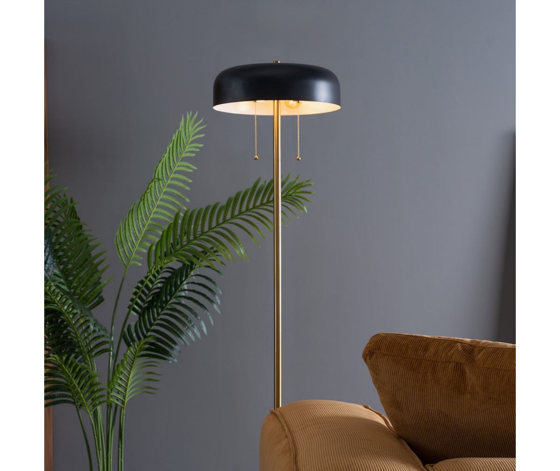 TIRAMISUBEST Modern Floor Lamp Black White Shade 110-120V Tall Corner Light Metal Frame Living Room Bedroom Saving Plug-In, Black