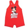 Disney Mickey Mouse Baby French Terry Short Overalls T-Shirt and Hat 3 Piece Outfit Set Newborn to Infant - 4 of 4