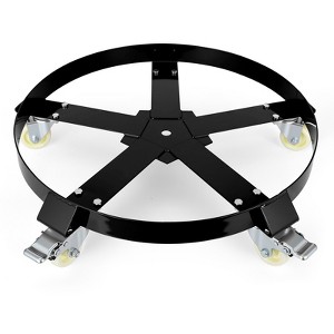 55-Gallon Drum Dolly, Heavy-Duty Steel Dolly with Cross Braces & Swivel Casters Wheel, 2000lbs Load Capacity, Non Tipping Design - 1 of 4