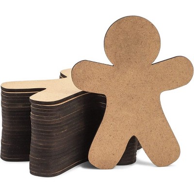 Bright Creations 24 Pack Christmas Ornaments, Wooden Gingerbread Men for Craft Supplies (3.5 x 4.5 in)