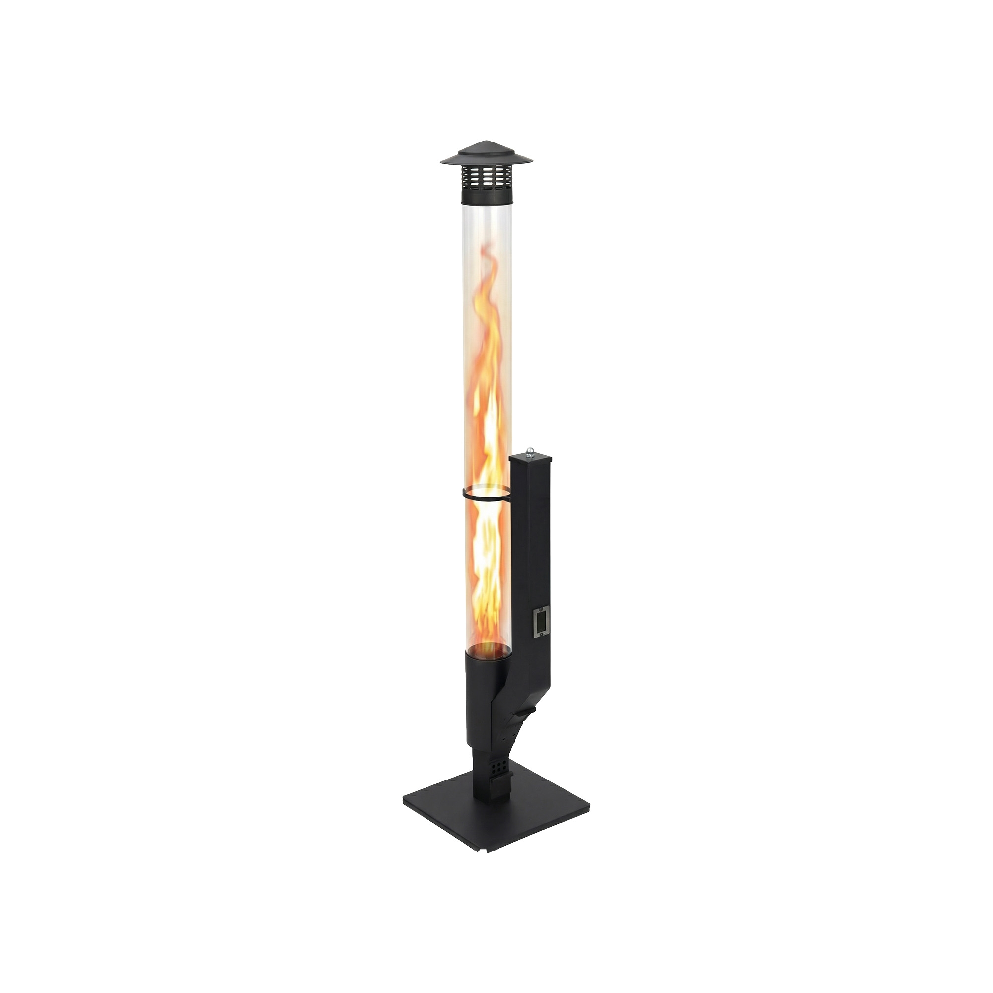 Aoodor 56 Inch Patio Pellet Heater Outdoor Smokeless Wood Pellet Burning Flame, Portable Pellet Stove with Rain Cap and Viewing Window
