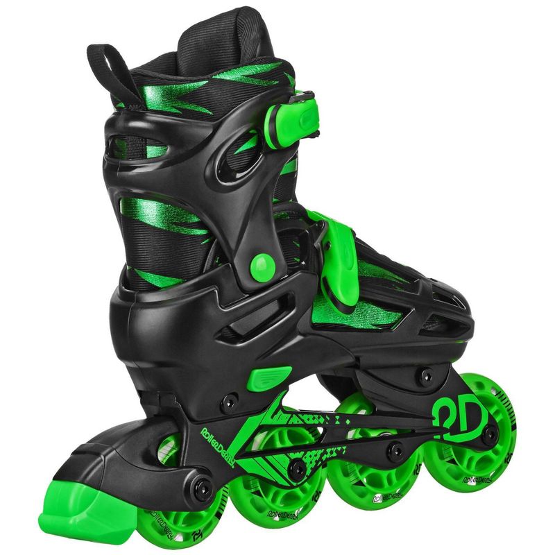 Roller Derby Green Wire Kids' Adjustable Inline-Quad Combo Skates - Black/Green, 3 of 6