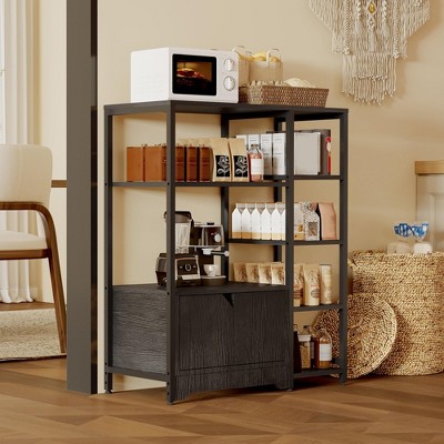 5-Tier Industrial Bookshelf with Cabinet - Wood & Metal Storage Organizer for Living Room, Bedroom, Kitchen or Office Display