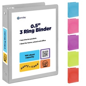 3 Ring Binder Clear View Cover with 2 Inside Pockets, Colored School Supplies Office and Home Binders – by Enday - 1 of 4