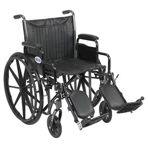 Drive Medical Silver Sport 2 Wheelchair, Detachable Desk Arms, Elevating Leg Rests, 20" Seat - 1 of 3