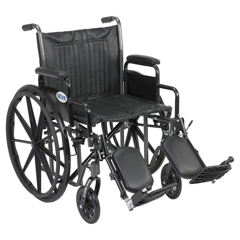 Drive Medical Silver Sport 2 Wheelchair, Detachable Desk Arms, Elevating Leg Rests, 20" Seat, 1 of 4