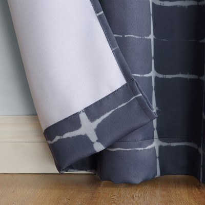 Navy Shibori Print Blackout Grommet Curtain Panel 40" x 63"