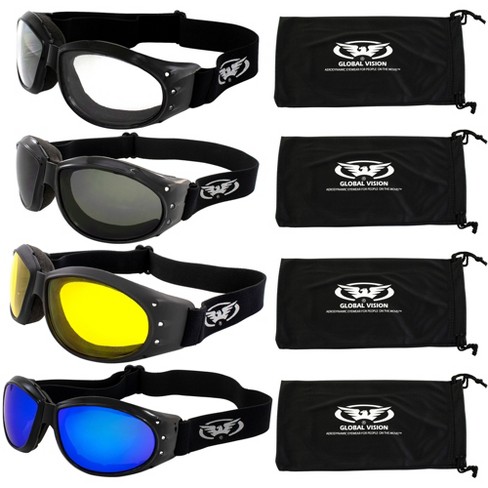 4 Pairs Of Global Vision Eliminator Safety Motorcycle Goggles With