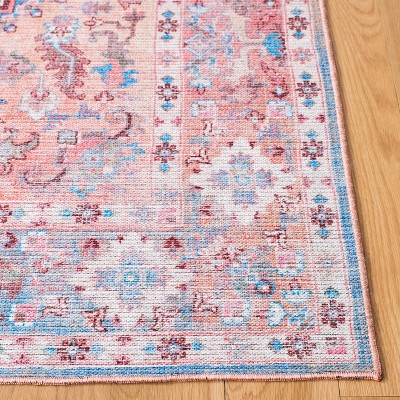 Serapi Rust and Blue Square Hand-Knotted Washable Rug