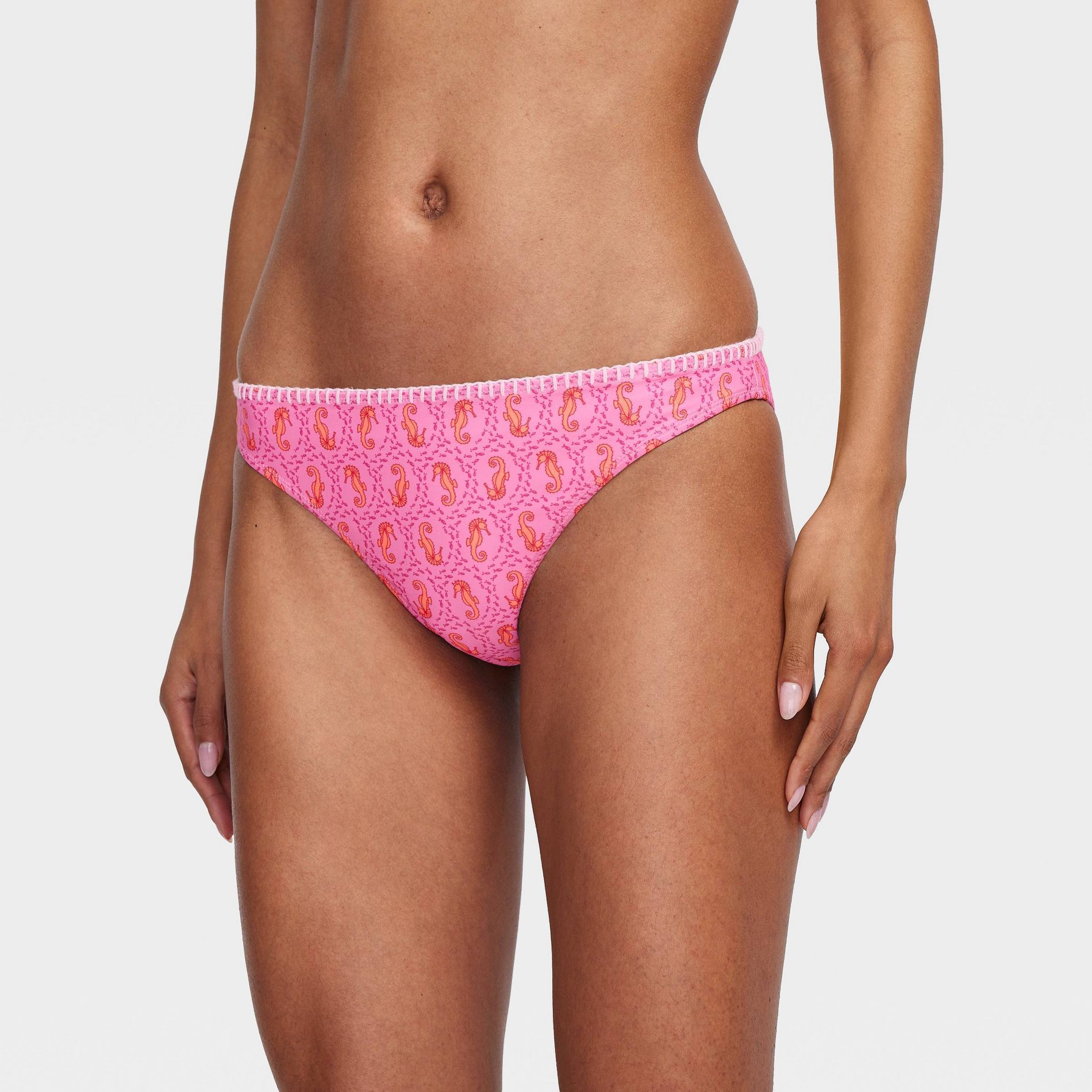 Women's Seahorse/Multi Stripe Reversible Bikini Bottom Pink - Roller Rabbit x Target XS
